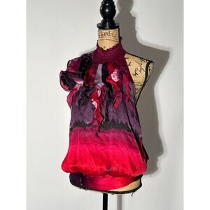 Vintage Y2K bebe high neck floral top medium